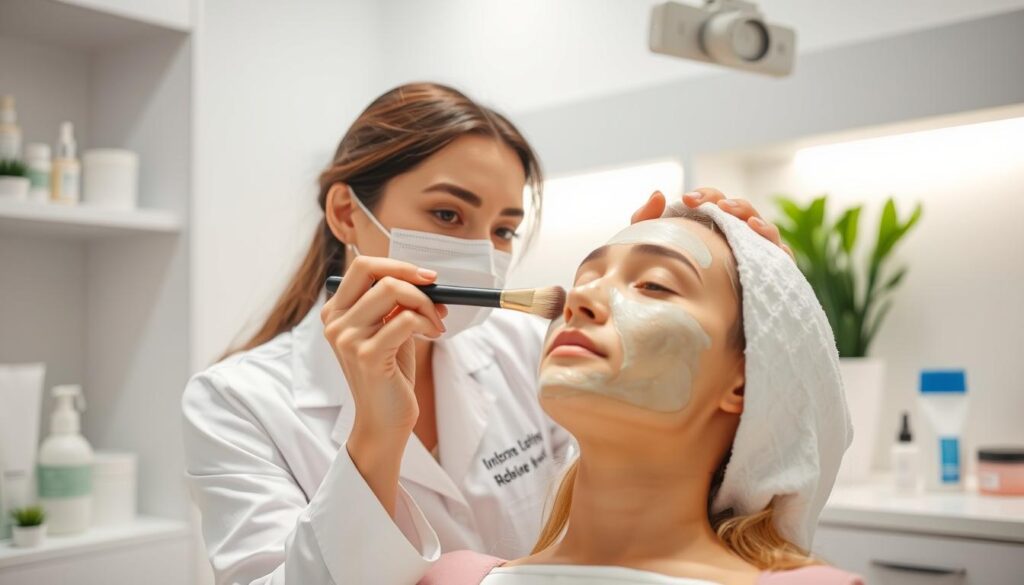 Dermatolog pokazujący prawidłowe nakładanie maseczki - najlepsze maseczki do cery suchej i tłustej Dermatolog pokazujący prawidłowe nakładanie maseczki - najlepsze maseczki do cery suchej i tłustej