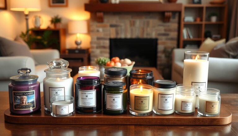 Kolekcja świec zapachowych do domu na drewnianym stole