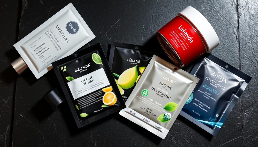 Najlepsze maseczki do cery tłustej ułożone na ciemnym tle Najlepsze maseczki do cery tłustej ułożone na ciemnym tle