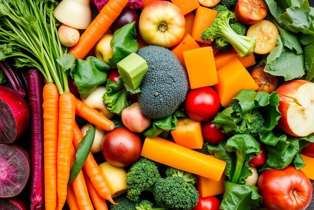 Różnorodne warzywa i owoce będące podstawą diety Dąbrowskiej Różnorodne warzywa i owoce będące podstawą diety Dąbrowskiej